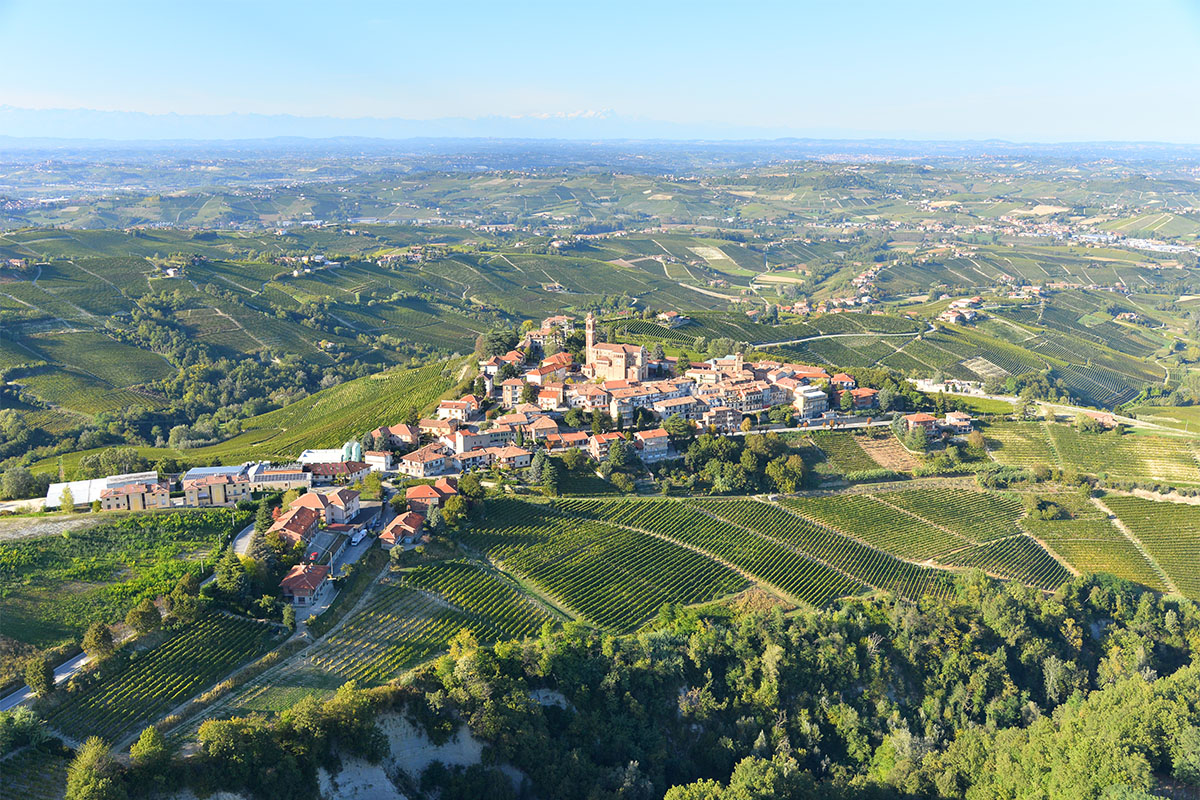 Aerial view on Castiglione Tinella